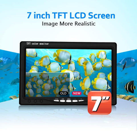 Dosilkc Underwater Fishing Camera with 7 Inch LCD Monitor, HD 1000 TVL Portable Fish Finder Camera, 30Pcs Adjustable LED White Lamp Lights Underwater Camera for Lake, Boat, Ice Fishing