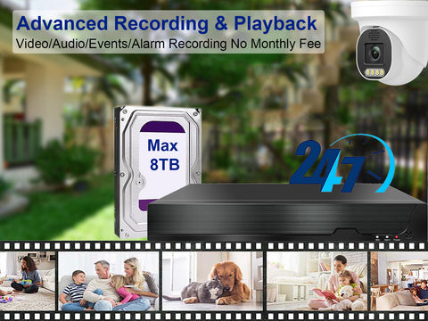 Dosilkc 4K 8 Channel POE NVR,   1080p/3MP/4MP/5MP/8MP/12MP POE Network Video Recorder  Supports up to 8TB HDD