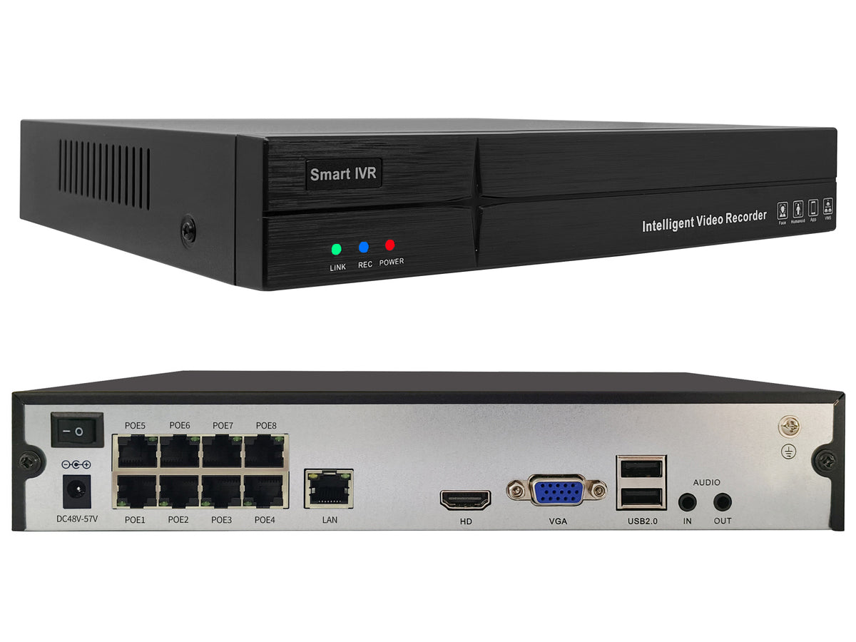 Dosilkc 4K 8 Channel POE NVR,   1080p/3MP/4MP/5MP/8MP POE Network Video Recorder  Supports up to 8TB HDD