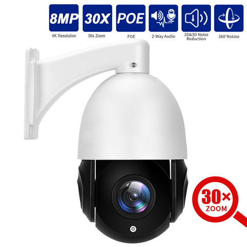 4K 8MP Outdoor PTZ IP POE Camera with Pan Tilt 20X Optical Zoom & 10X Digital Zoom Human Detection, Speed Dome Security Camera with 393ft IR Night Vision, Auto Tracking, 2-Way Audio(Compatible for Hikvision)