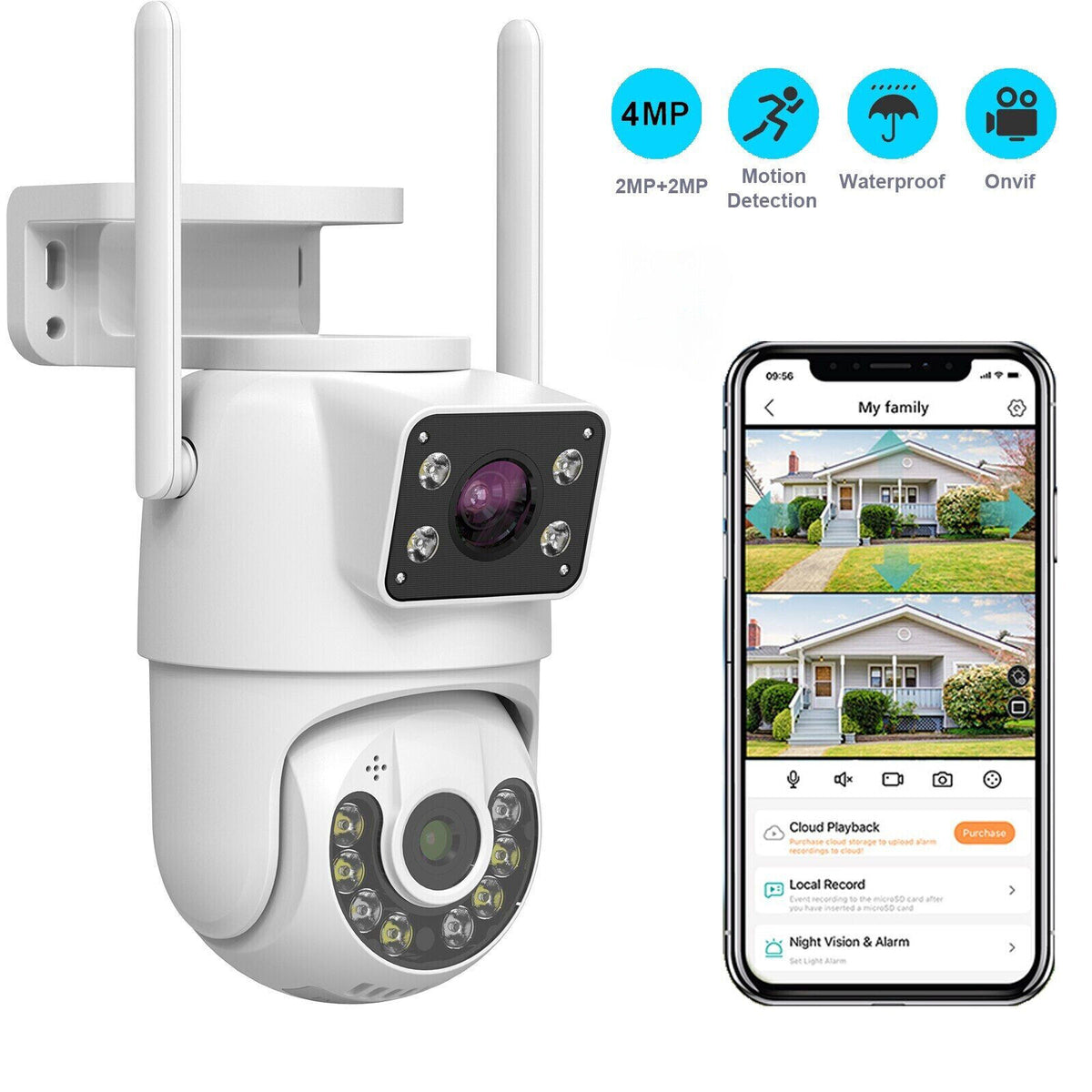 6MP PTZ Wifi Camera Dual Lens Outdoor Home Security Camera Motion Detection