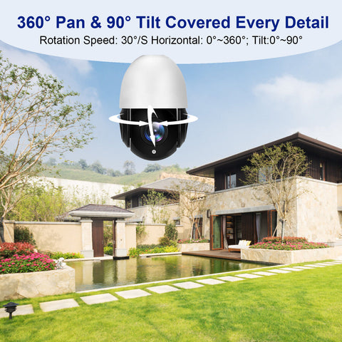 4K 8MP Outdoor PTZ IP POE Camera with Pan Tilt 20X Optical Zoom & 10X Digital Zoom Human Detection, Speed Dome Security Camera with 393ft IR Night Vision, Auto Tracking, 2-Way Audio(Compatible for Hikvision)