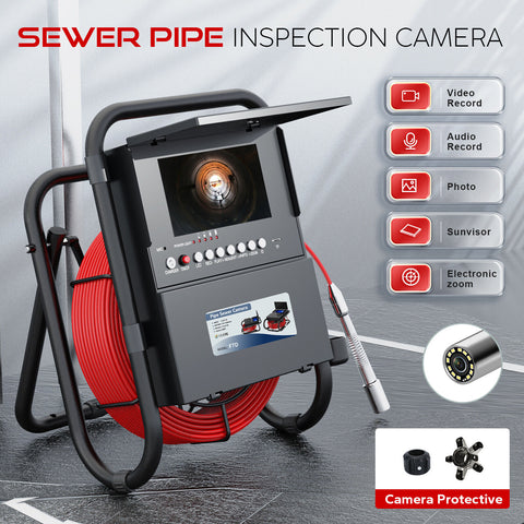 Sewer Pipe Inspection Camera 1080P HD Drain 7 Inch LCD Monitor 12PCS LED Light