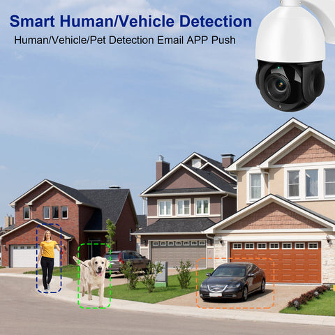 4K 8MP Outdoor PTZ IP POE Camera with Pan Tilt 20X Optical Zoom & 10X Digital Zoom Human Detection, Speed Dome Security Camera with 393ft IR Night Vision, Auto Tracking, 2-Way Audio(Compatible for Hikvision)