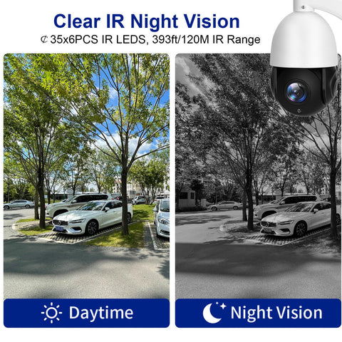 4K 8MP Outdoor PTZ IP POE Camera with Pan Tilt 20X Optical Zoom & 10X Digital Zoom Human Detection, Speed Dome Security Camera with 393ft IR Night Vision, Auto Tracking, 2-Way Audio(Compatible for Hikvision)